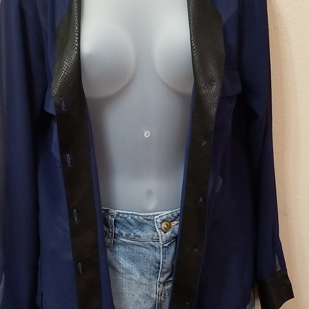 Express sheer blue button down - Picture 5 of 6